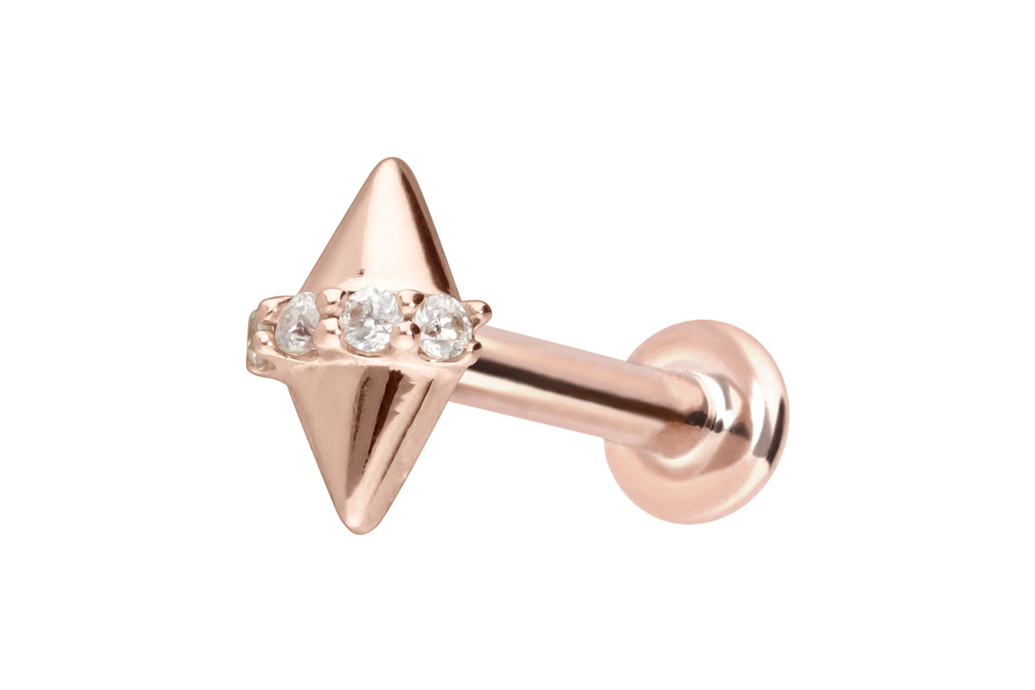 14 Karat Gold Labret Piercing mit Push Fit MOISSANITE + 2 SPITZEN